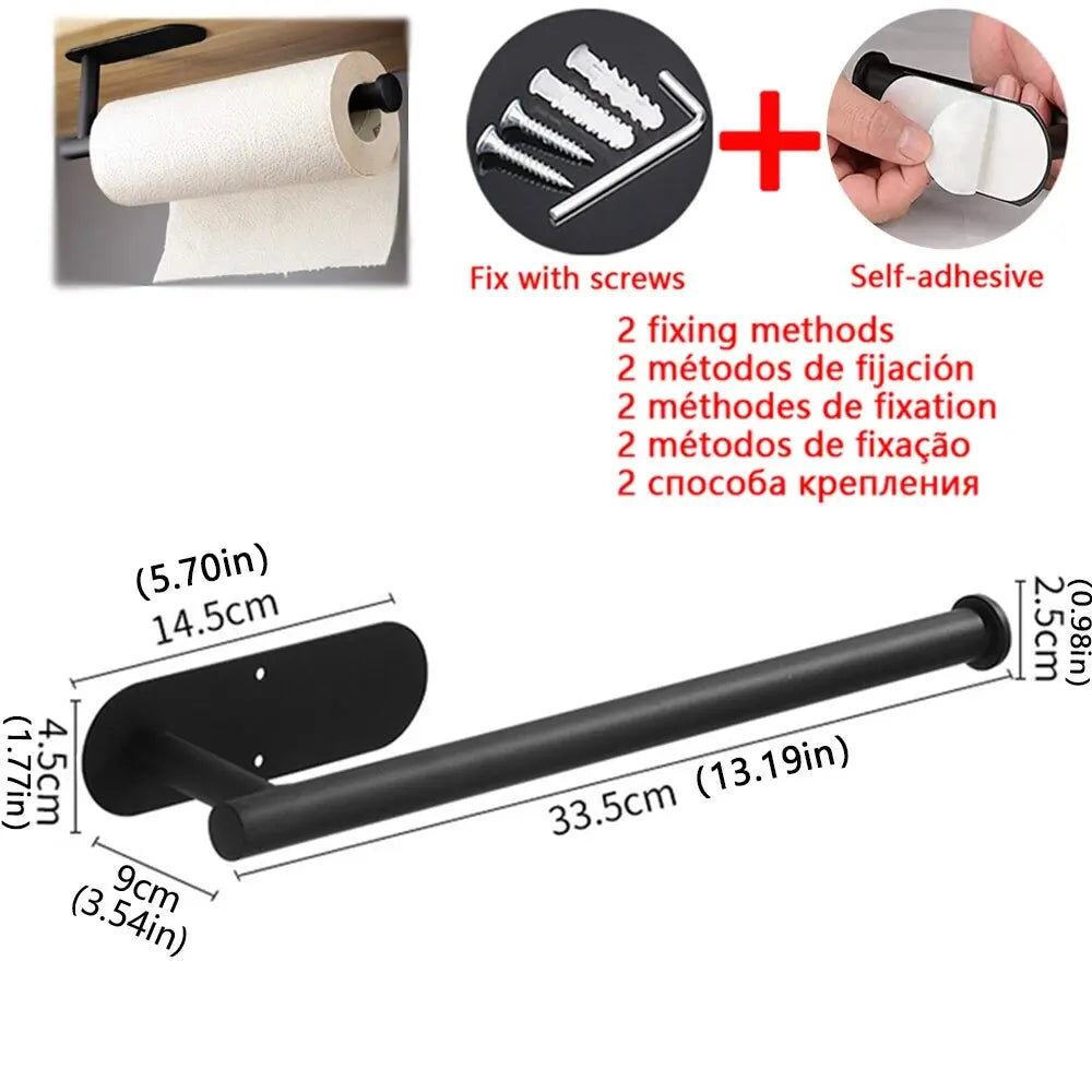Kitchen Paper Towel Holder Adhesive Tissue Hanger Toilet Roll Paper