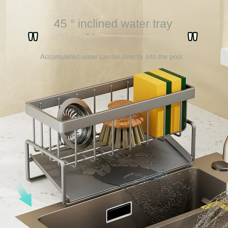 Stainless Steel Kitchen Sink Caddy & Sponge Holder Organizer