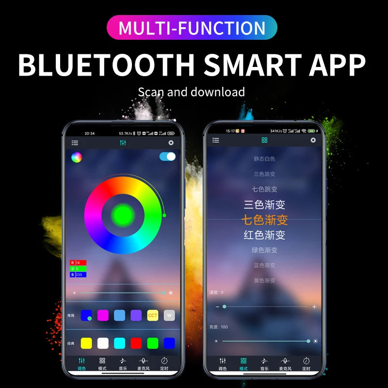 App & Sound-Controlled RGB LED Interior Strip Lights for Car