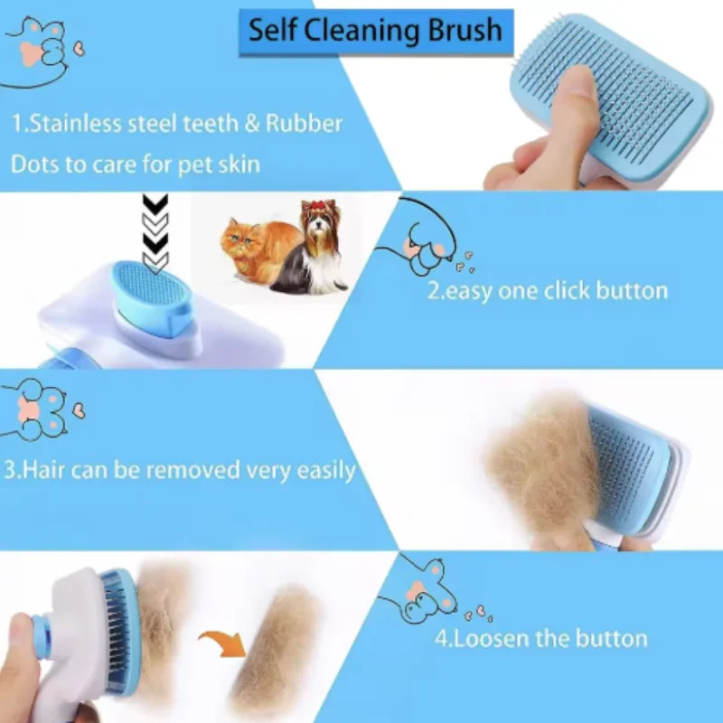 Pets Brush for Shedding, Self Cleaning Brush for Long & Short Hair