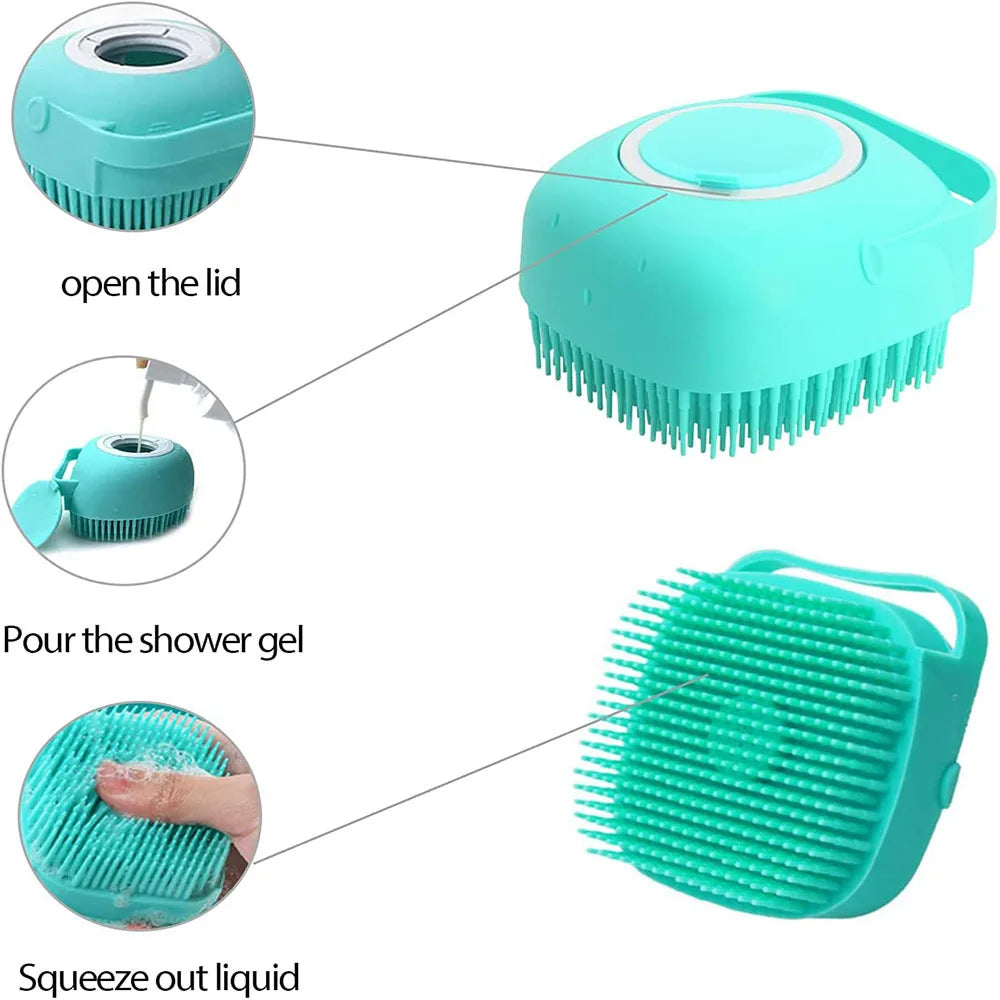 2-in-1 Silicone Pet Bath Brush & Shampoo Dispenser