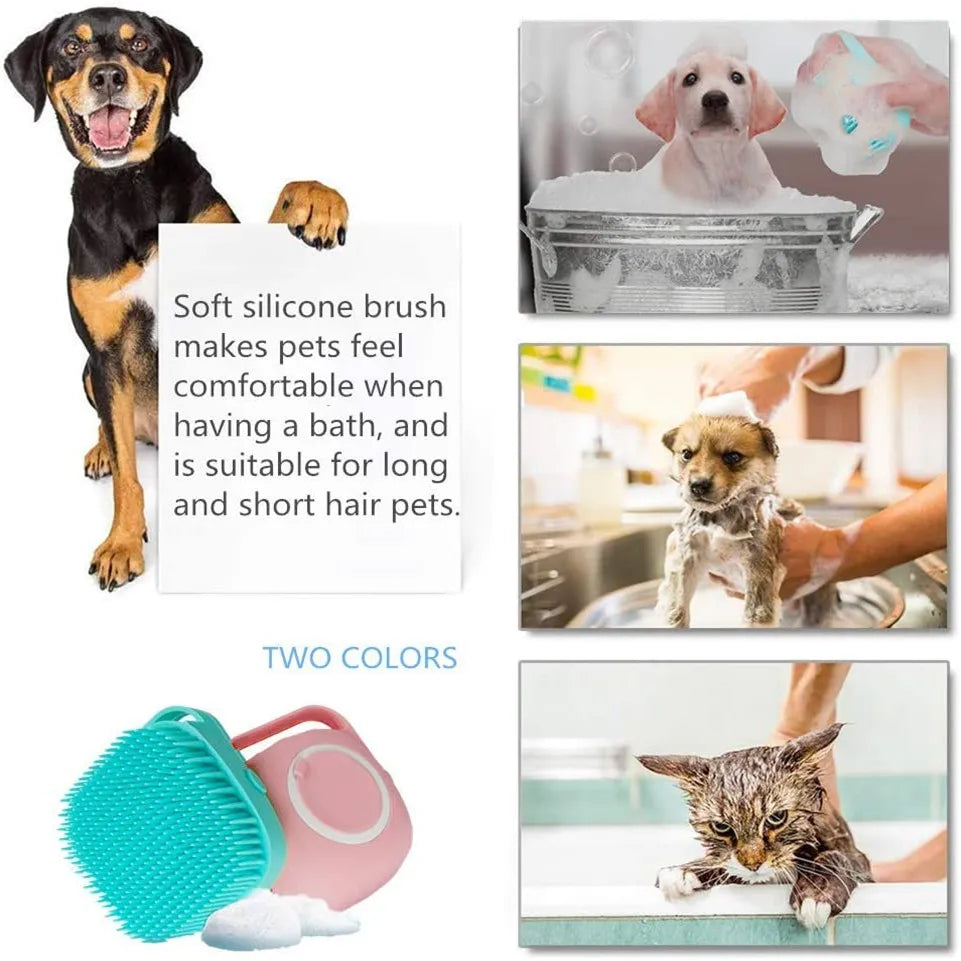 2-in-1 Silicone Pet Bath Brush & Shampoo Dispenser