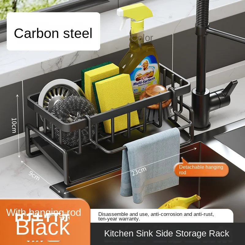 Stainless Steel Kitchen Sink Caddy & Sponge Holder Organizer