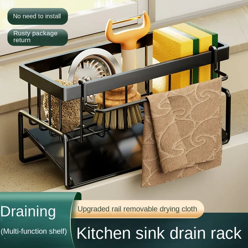 Stainless Steel Kitchen Sink Caddy & Sponge Holder Organizer