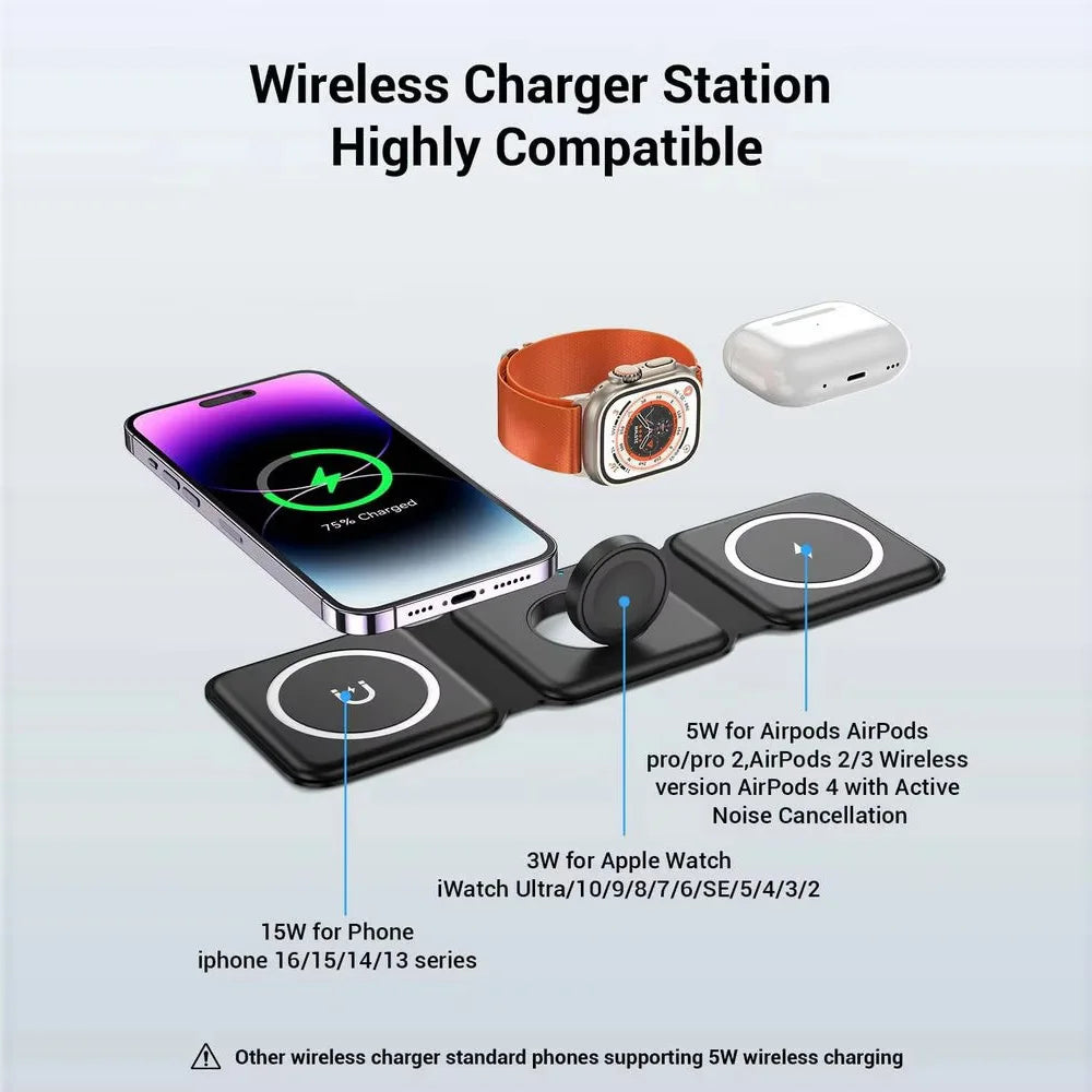 3-in-1 Foldable Magnetic Wireless Charging Station