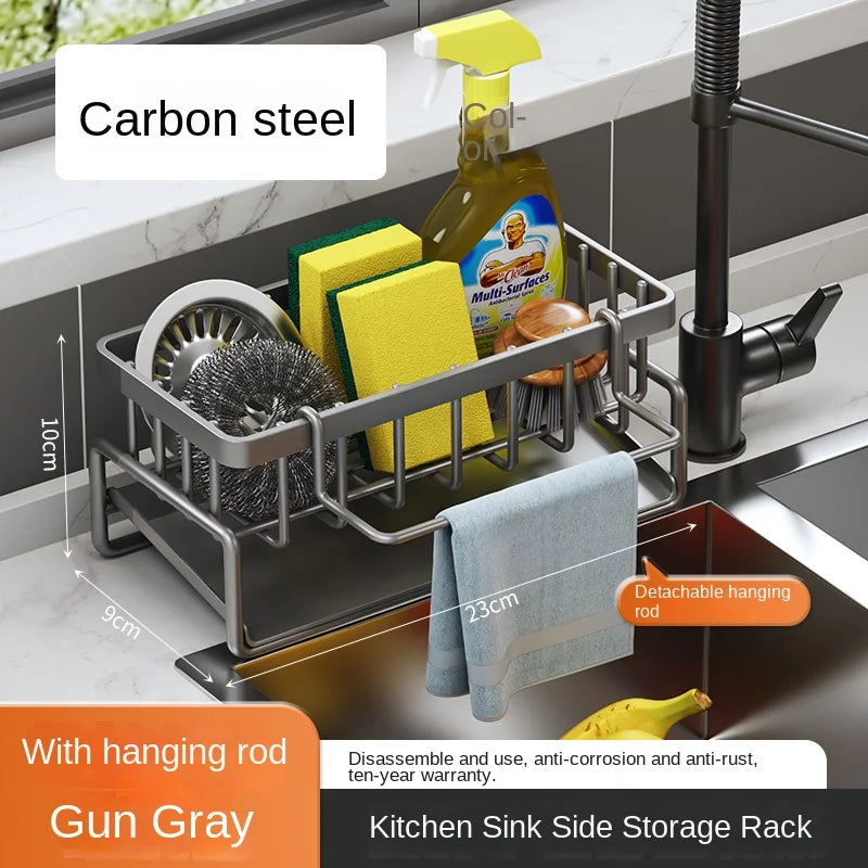 Stainless Steel Kitchen Sink Caddy & Sponge Holder Organizer
