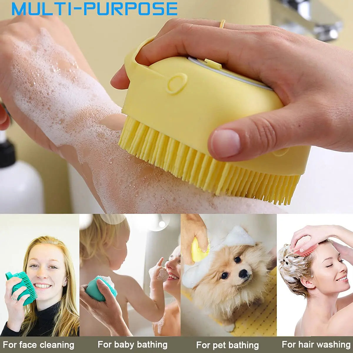 2-in-1 Silicone Pet Bath Brush & Shampoo Dispenser