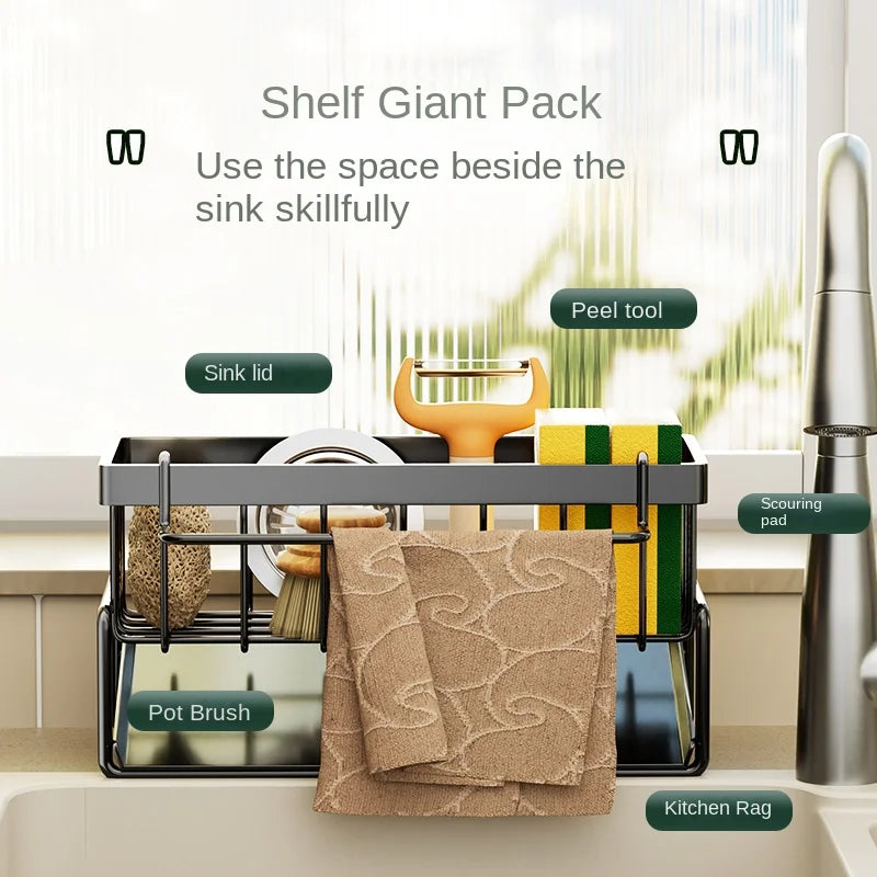 Stainless Steel Kitchen Sink Caddy & Sponge Holder Organizer