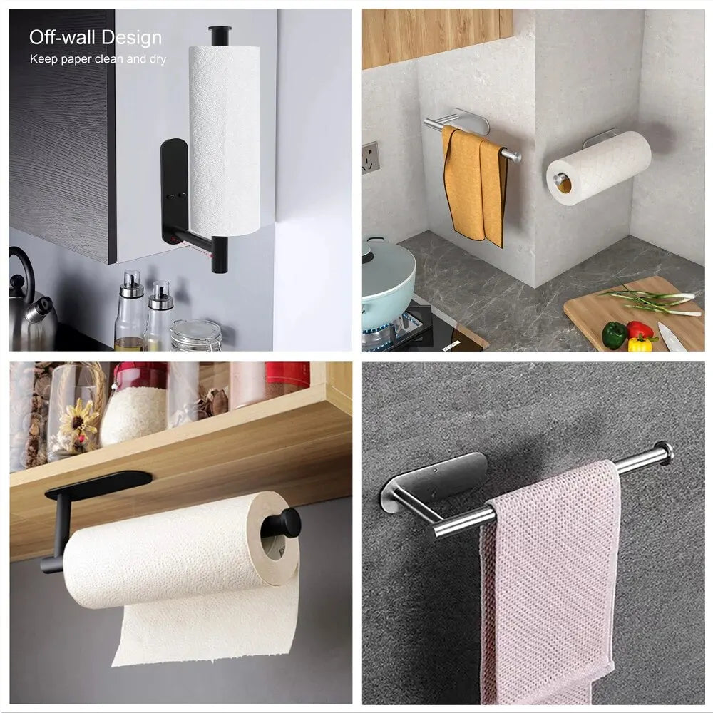 Kitchen Paper Towel Holder Adhesive Tissue Hanger Toilet Roll Paper