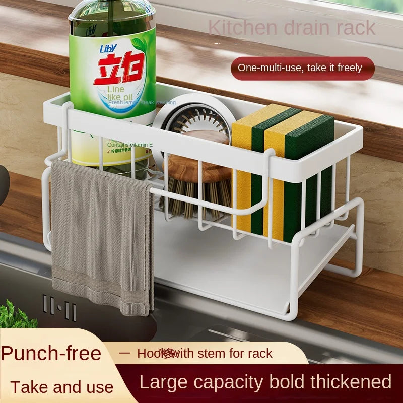 Stainless Steel Kitchen Sink Caddy & Sponge Holder Organizer