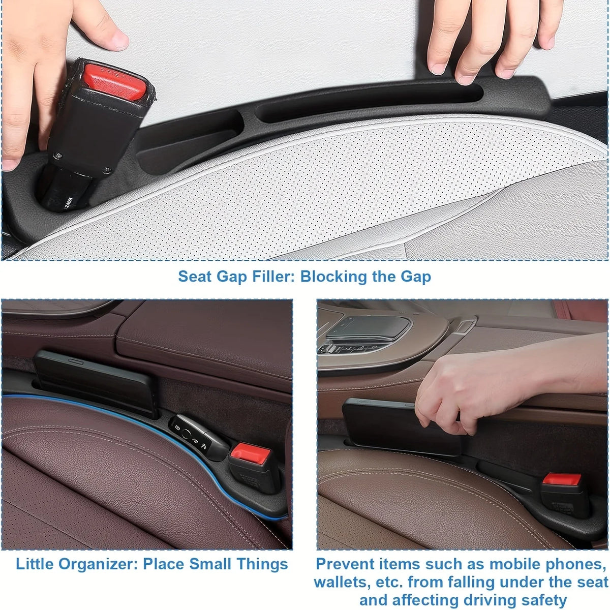 premium leather car seat gap organizer (2-pack)